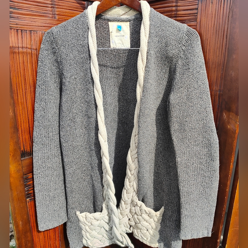 Women's 100% Lambswool Cardigan Sweater by Sparrow Sz M